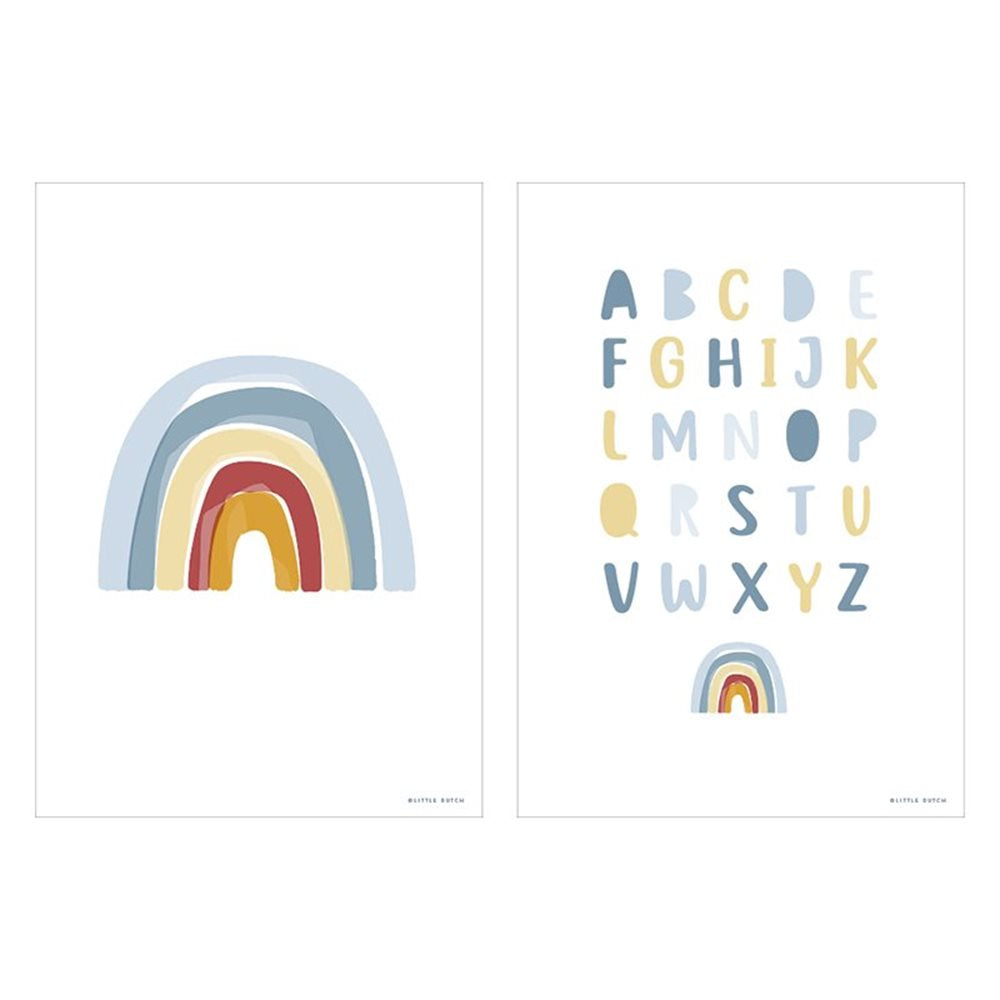 Little Dutch Wendeposter 'Regenbogen und Alphabet' blautöne/weiß DIN A3