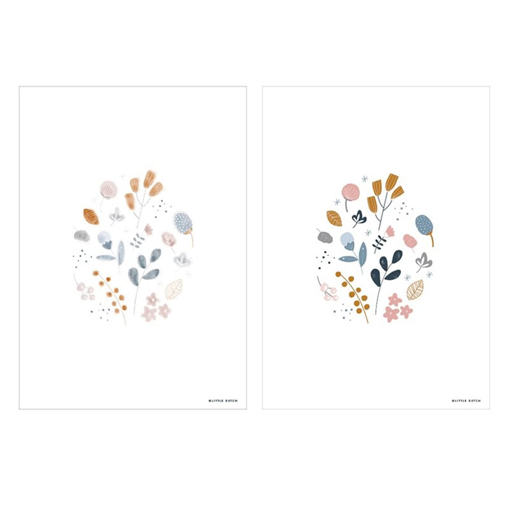 Little Dutch Wendeposter 'Blumen' in gelb/rosa/blau/weiß DIN A3