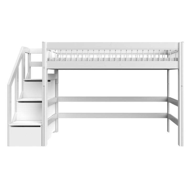LIFETIME 'Breeze' niedriges Hochbett mit Treppe 90x200cm in weiß