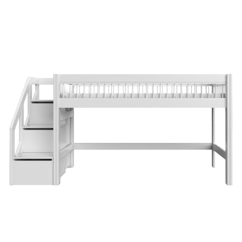 LIFETIME 'Breeze' halbhohes Bett mit Treppe 90x200cm in weiß