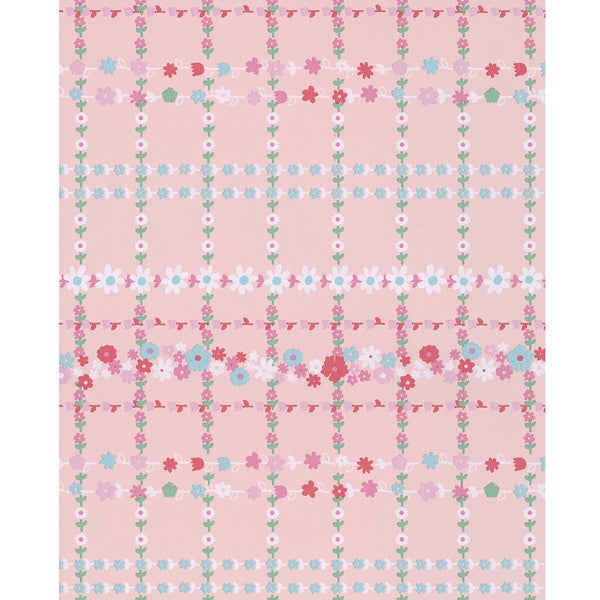 Eijffinger Rice "Everyday Magic" Tapete Floral kariert in rosa
