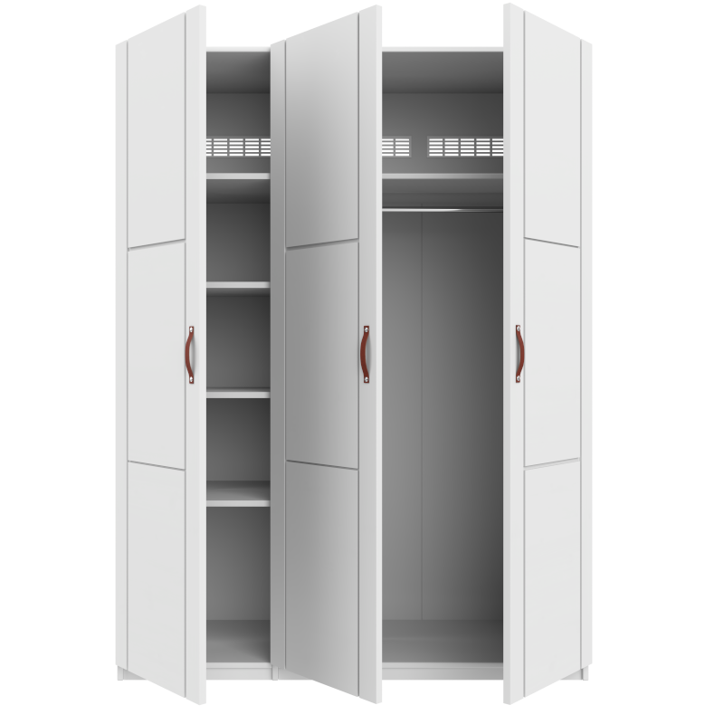 LIFETIME 3-türiger Kleiderschrank in weiß - 150x201,5cm - Griffe wählbar