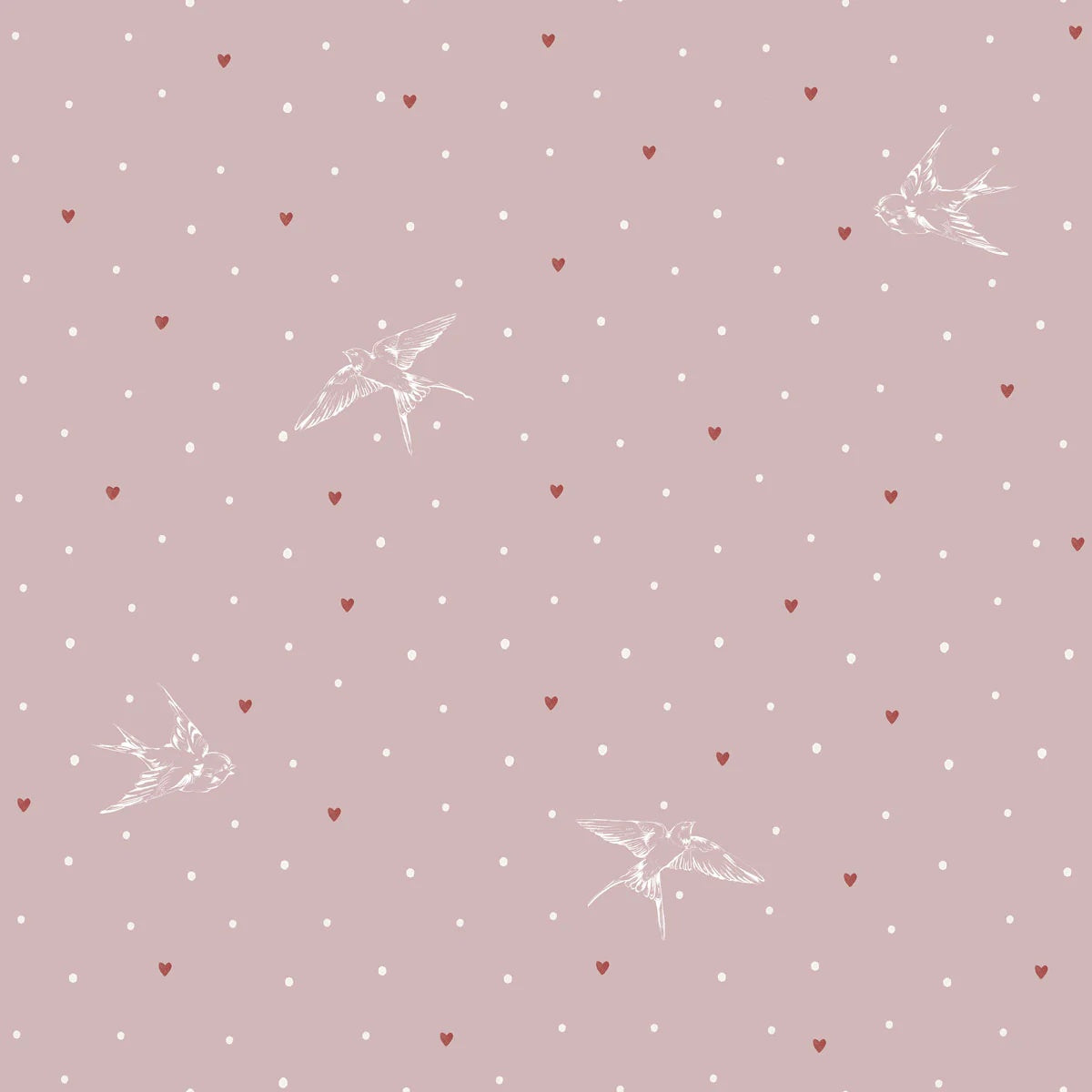 Dekornik Tapete zarte Schwalben pink 50x280cm