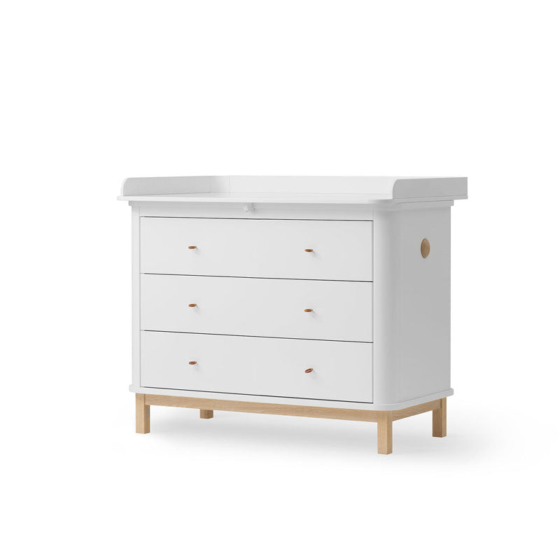 Oliver Furniture Wood Wickelkommode 3 Schubladen in weiß/Eiche
