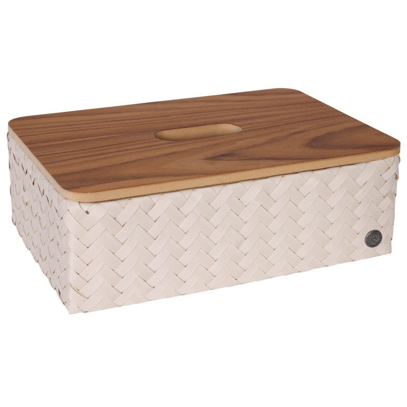 Handed By Grand - Aufbewahrungskorb 'Ideal' mit Holzdeckel 13x37x24 cm in champagne
