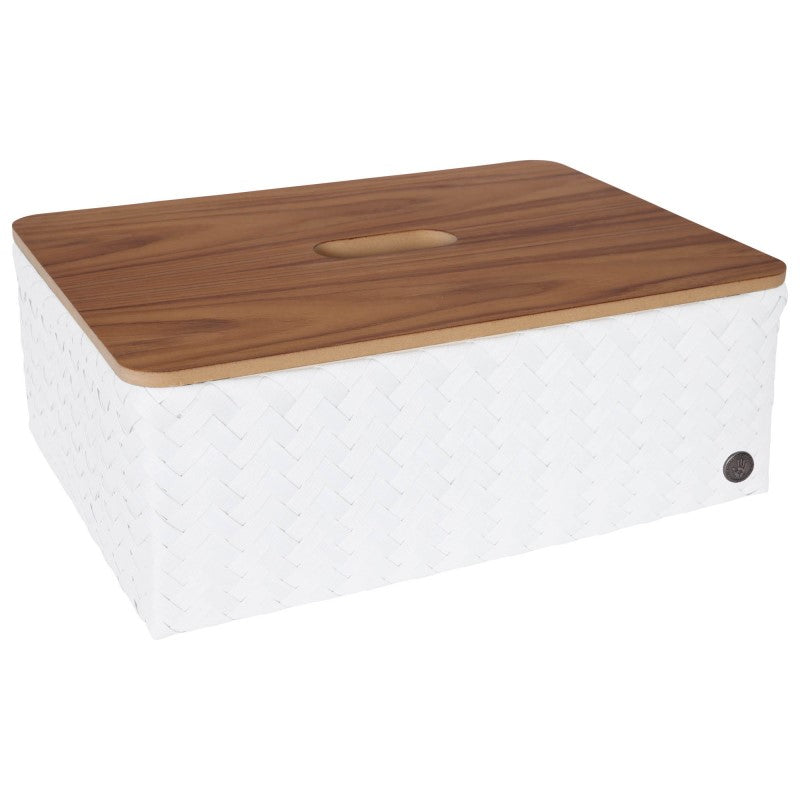 Handed By Grand - Aufbewahrungskorb 'Optimum' mit Holzdeckel 17x44x31 cm in white