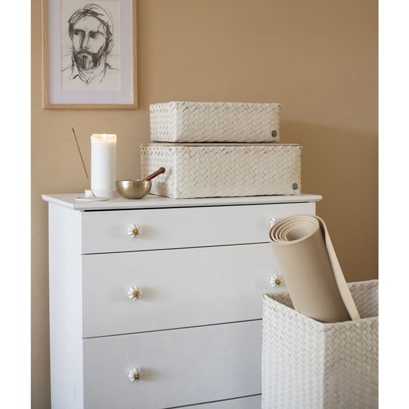 Handed By Grand - Aufbewahrungskorb 'Optimum' mit Holzdeckel 17x44x31 cm in champagne