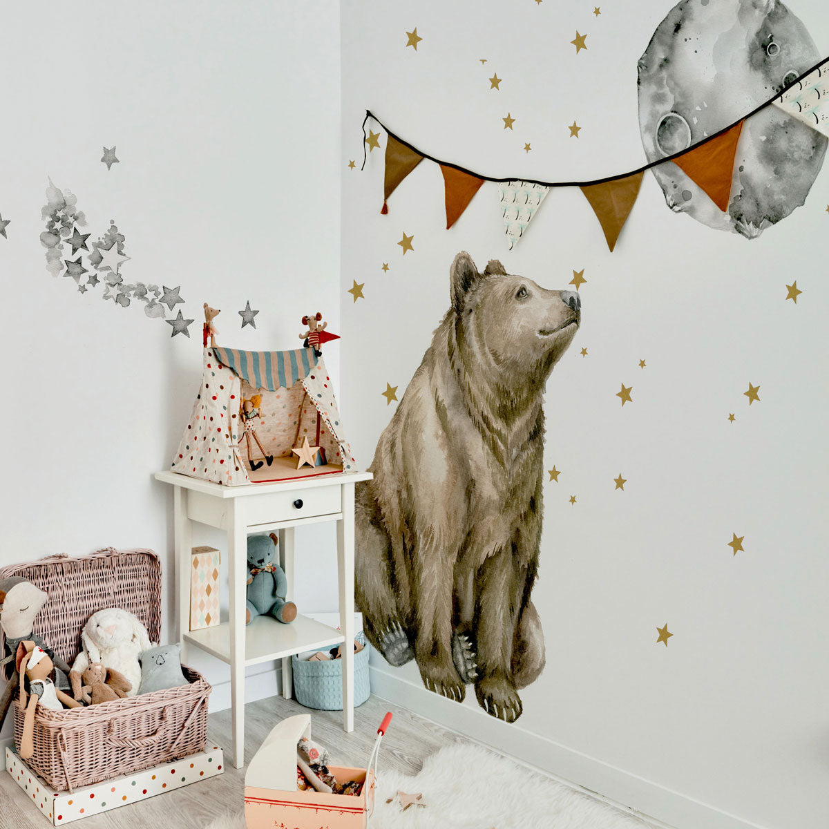 Dekornik Wandsticker Bär mit Mond "Mr. Bear Gute Nacht" 70x93cm