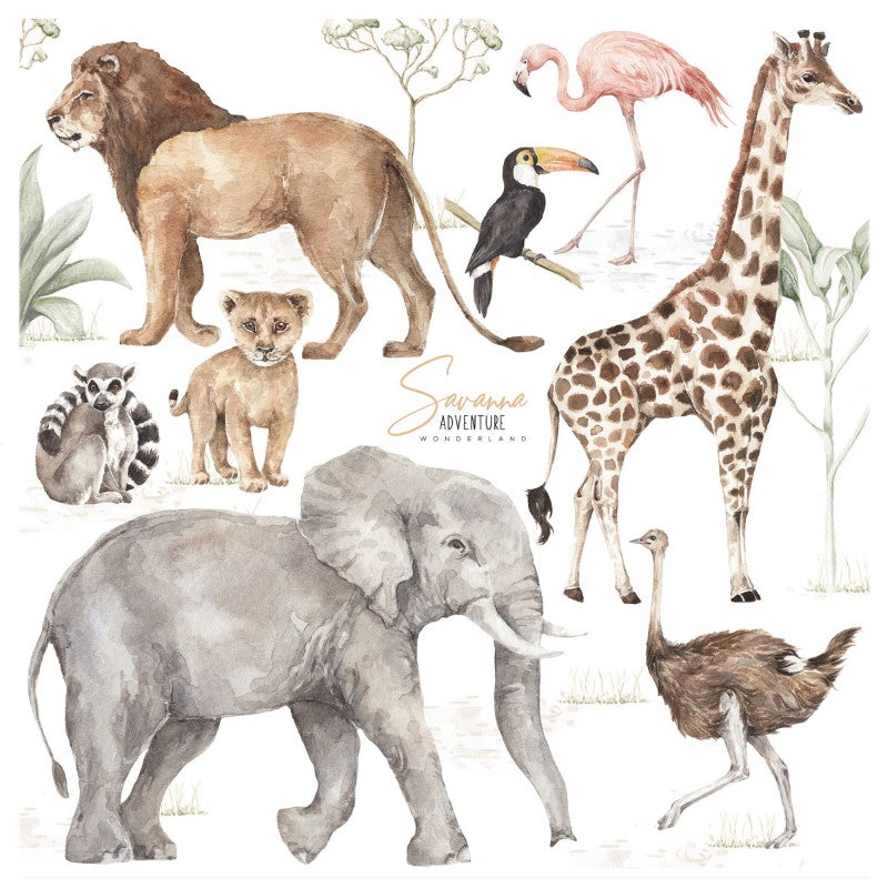 Dekornik Wandsticker Safaritiere "Savana Wonderland Set", 70x70cm - einzeln klebbar