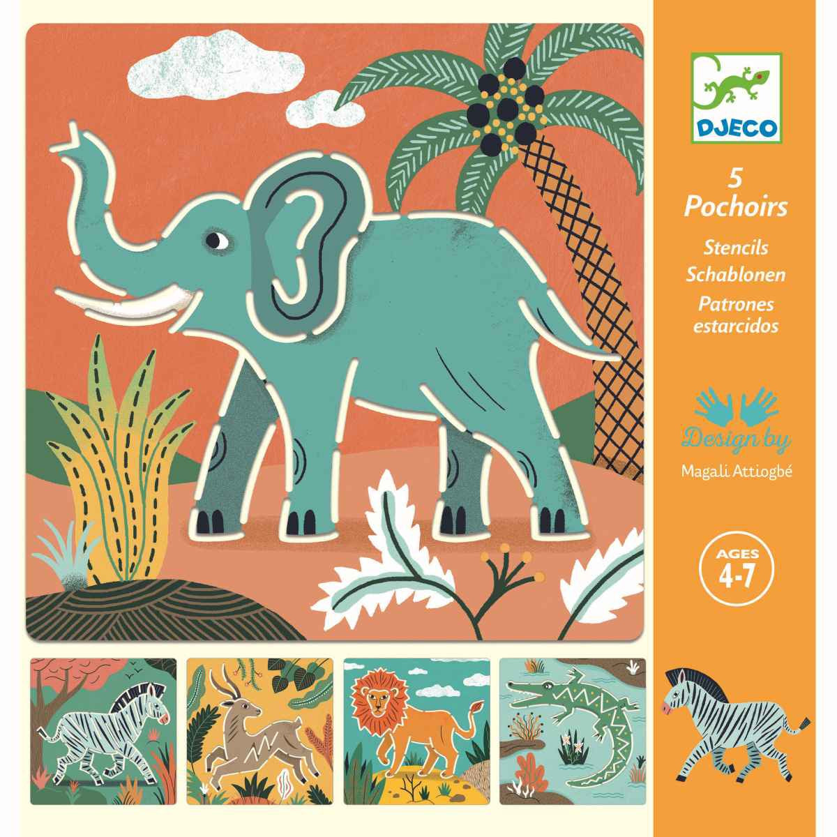 Djeco Schablonen "Wilde Tiere"