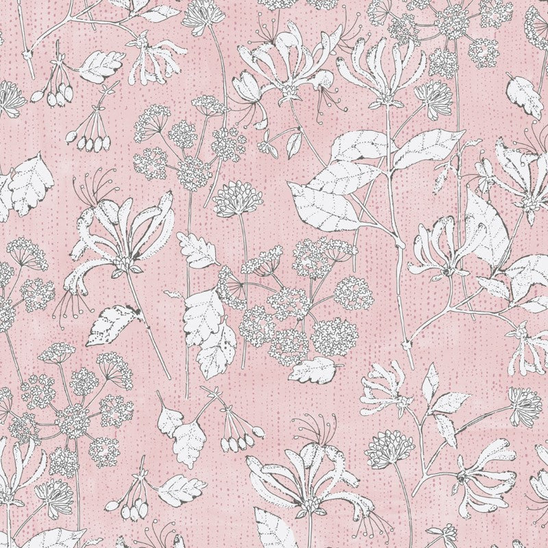 Eijffinger Rice "Everyday Magic two" Tapete rosa mit Blumen-Blätter-Muster creme/grau