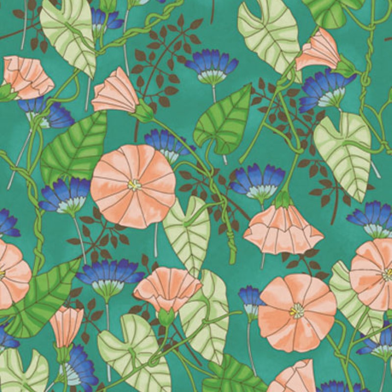 Eijffinger Rice "Everyday Magic two" Tapetenwandbild grün mit Blumenranken