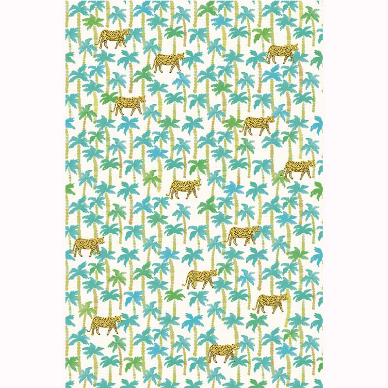 Eijffinger Rice "Everyday Magic two" Tapetenwandbild creme/weiß mit Palmen-Leoparden-Muster