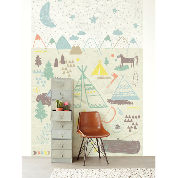Eijffinger "Wallpower Junior" Wandbild Tipis mehrfarbig/pastell 280x186cm