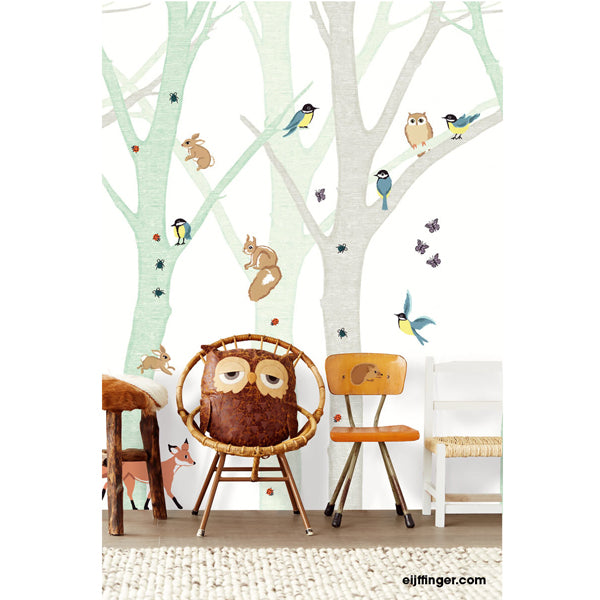 Eijffinger "Wallpower Junior" Wandbild Bäume 2 in creme/grün/sand 280x186cm