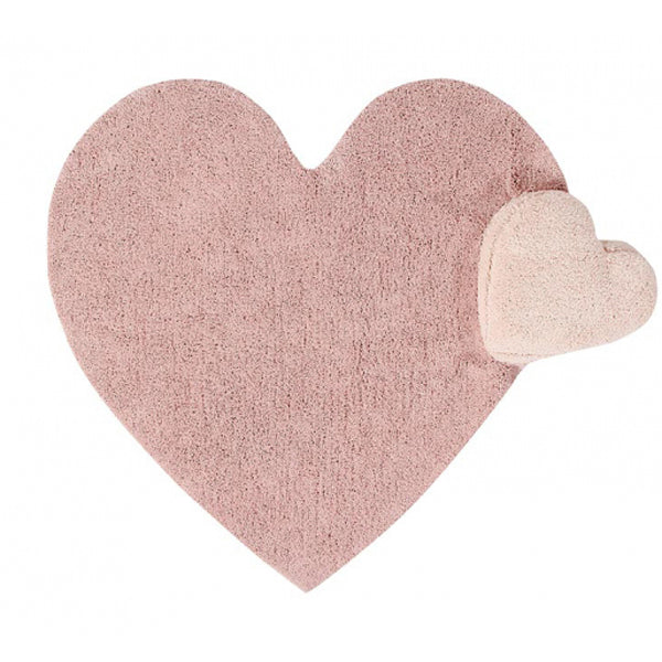 Lorena Canals waschbarer 2in1 Teppich PUFFY LOVE Herz mit Kissen in rosa 160x180cm