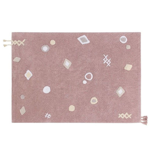 Lorena Canals waschbarer Teppich 'Noah' in nude vintage mit naturfarbenen Designelementen 140x200cm