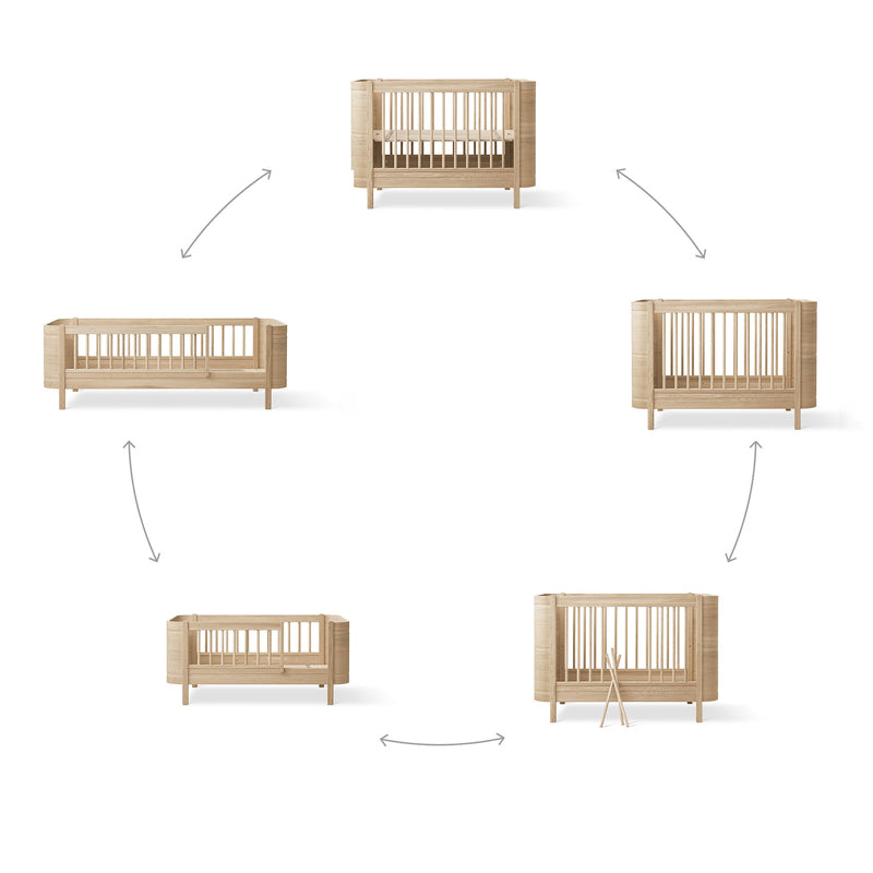 Oliver Furniture Wood Mini+ Babybett inklusive Umbauset Juniorbett 0-9 Jahre eiche