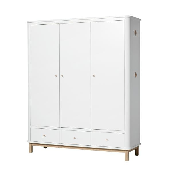 Oliver Furniture Wood Kleiderschrank 3-türig in weiß/Eiche