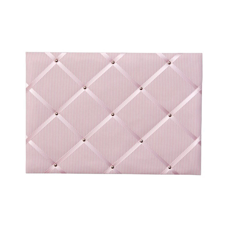 Paula&Ferdinand Memoboard Vichy-Streifen rosa mit rosa Satinband 45x65cm