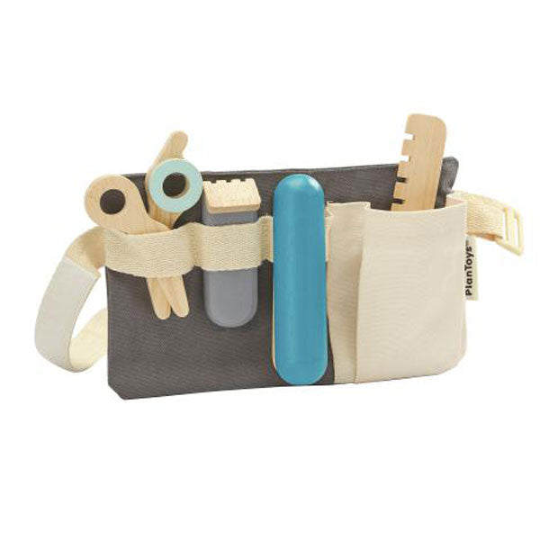 Plantoys Kinderspielzeug Friseurtasche mit Zubehör 6 tlg. aus Naturholz und Stoff