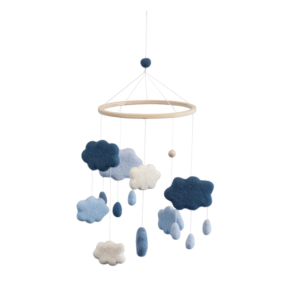 Sebra Wolkenmobile aus Filz in blau