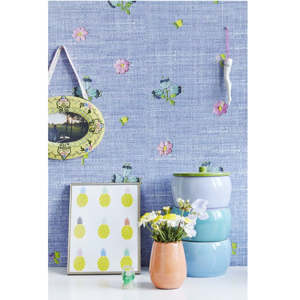 Eijffinger Rice "Everyday Magic" Tapete Raffia look blau