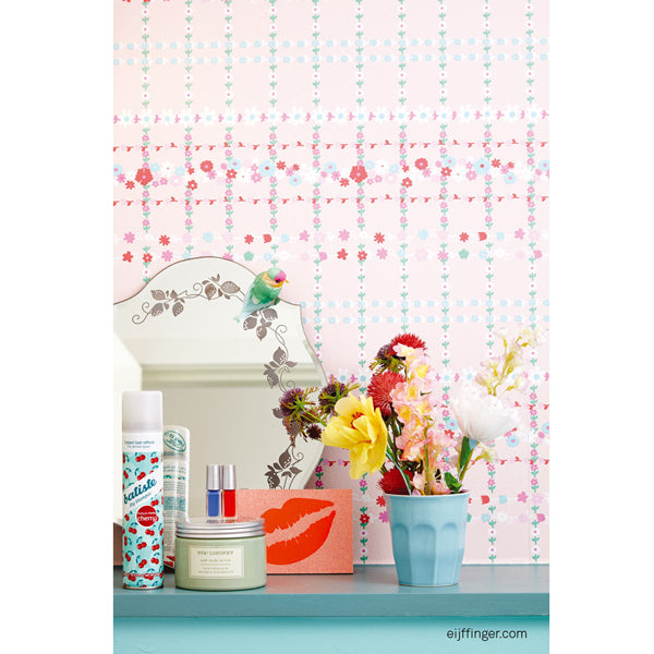 Eijffinger Rice "Everyday Magic" Tapete Floral kariert in rosa