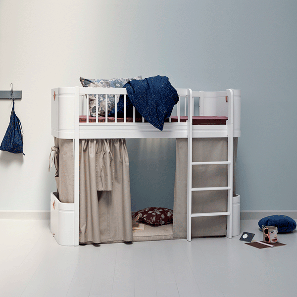 Oliver Furniture Wood Mini+ halbhohes Bett 68x162cm in weiß/Eiche