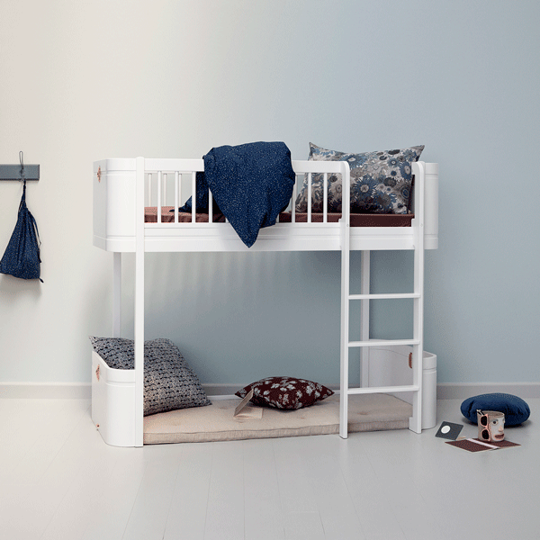 Oliver Furniture Wood Mini+ halbhohes Bett 68x162cm in weiß/Eiche