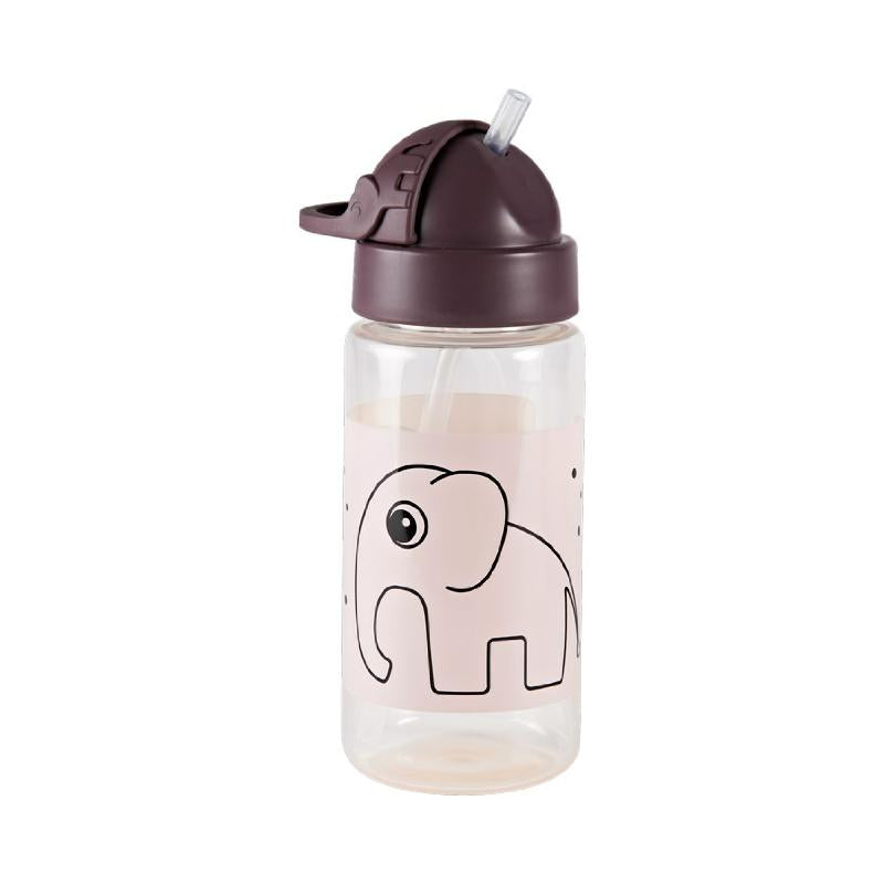 Done by Deer Trinkflasche mit Strohhalm 'Elphee Elefant' rosa / mauve
