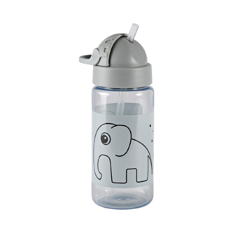 Done by Deer Trinkflasche mit Strohhalm 'Elphee Elefant' grau