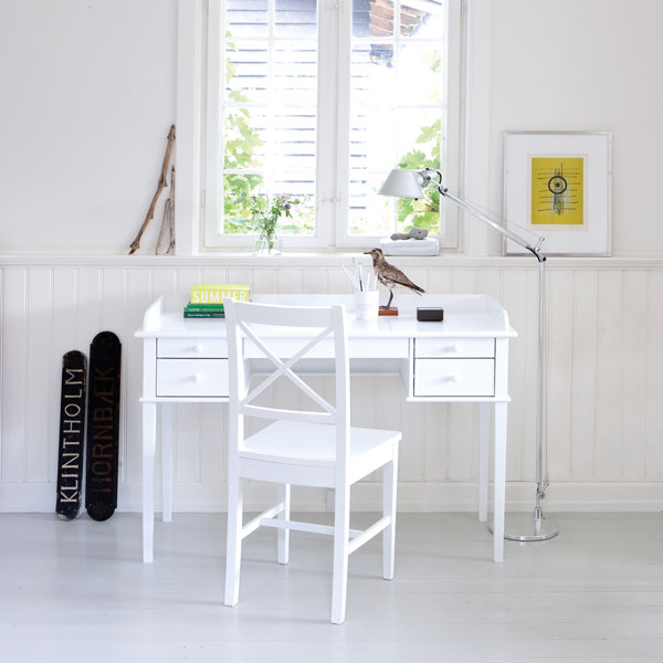 Oliver Furniture Seaside Schreibtisch groß in weiß - 74cm