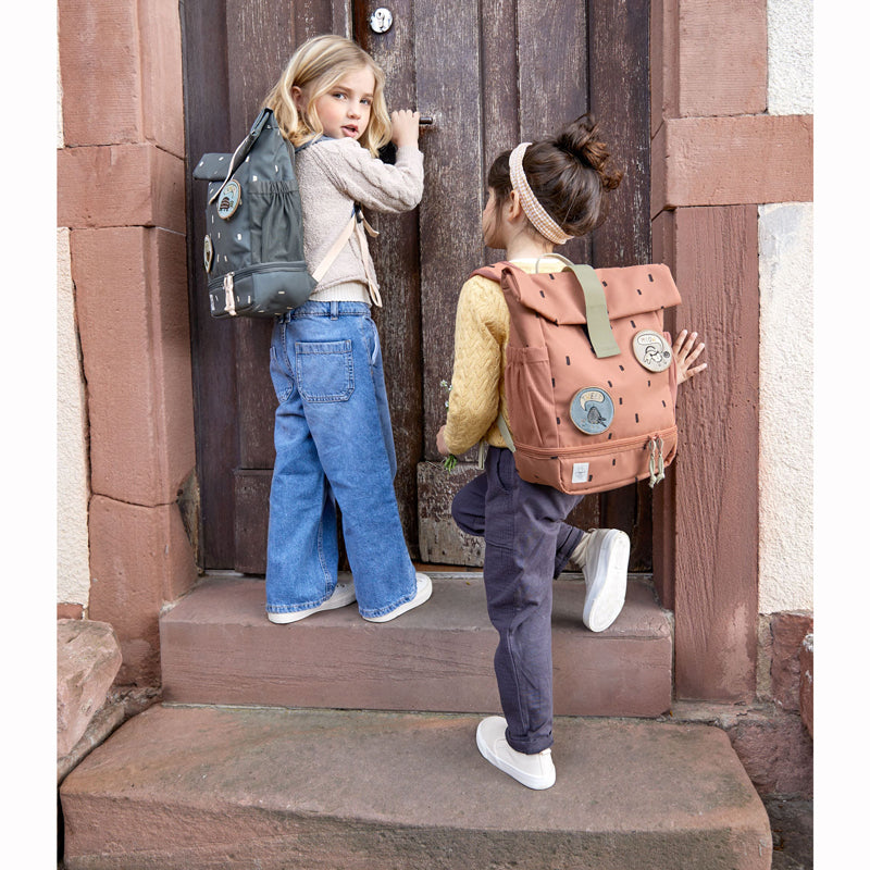 Lässig kleiner Rucksack Rolltop 'Happy Prints' in blau