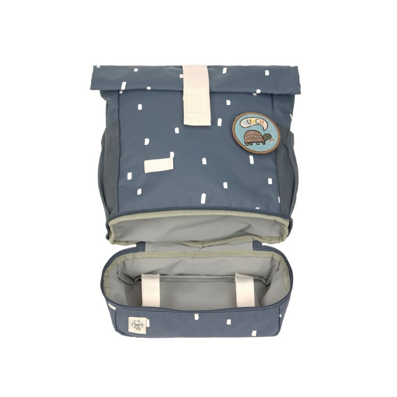 Lässig kleiner Rucksack Rolltop 'Happy Prints' in blau