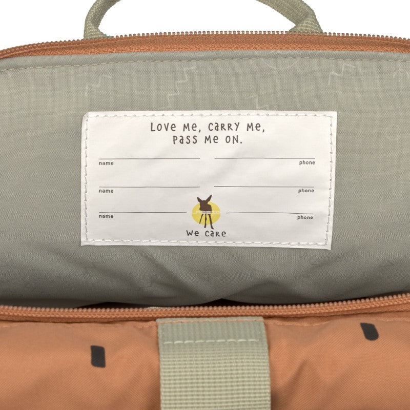 Lässig kleiner Rucksack Rolltop 'Happy Prints' in karamell
