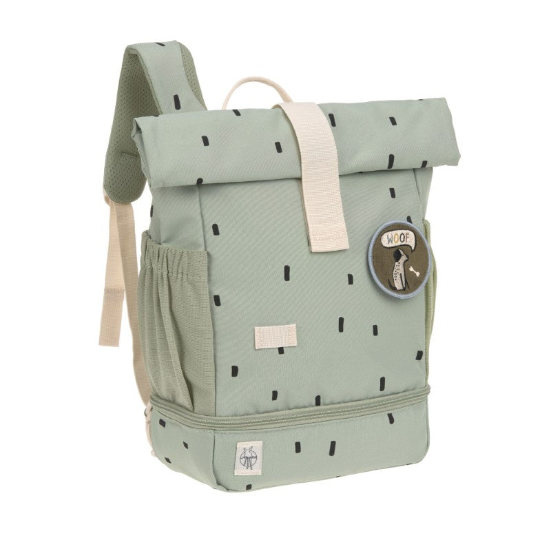 Lässig kleiner Rucksack Rolltop 'Happy Prints' in oliv