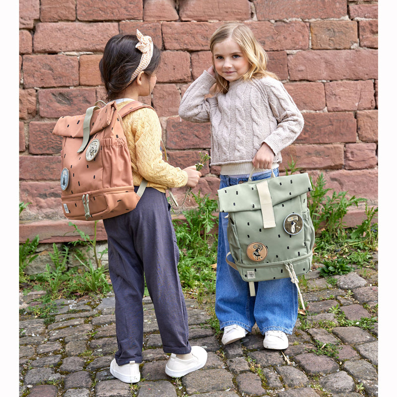 Lässig kleiner Rucksack Rolltop 'Happy Prints' in oliv
