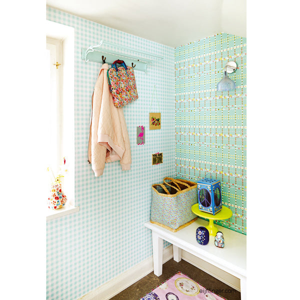 Eijffinger Rice "Everyday Magic" Tapete Floral kariert in mintgrün