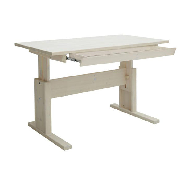 LIFETIME höhenverstellbarer Schreibtisch mit Schublade in weiß oder white wash - Breite 120cm