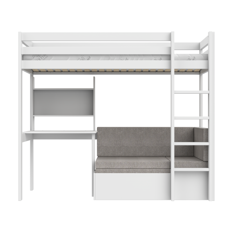 LIFETIME Elements Hochbett 'Study & Relax' 90x200cm in weiß
