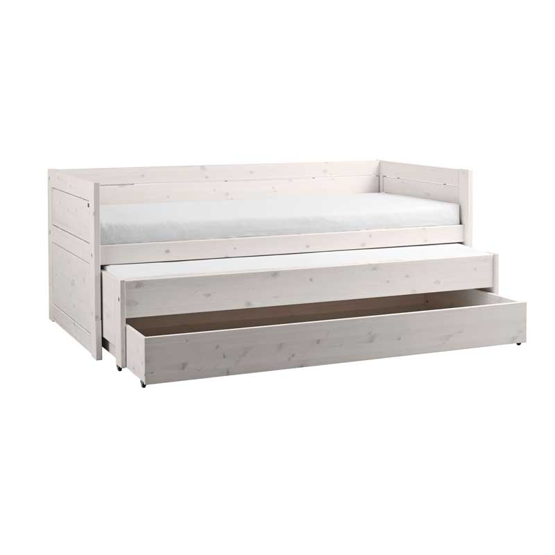 LIFETIME Kojenbett 90x200cm mit Gästebett und Bettkasten in weiß oder white wash