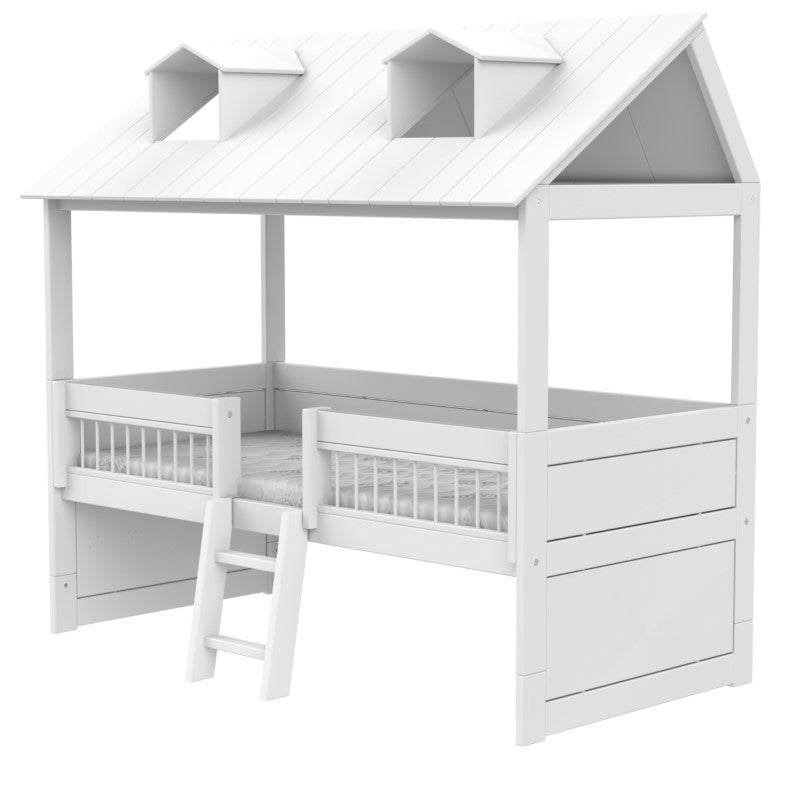 LIFETIME Kojenbett Beachhouse 90x200cm in weiß mit Leiter - Regale unter Bett separat