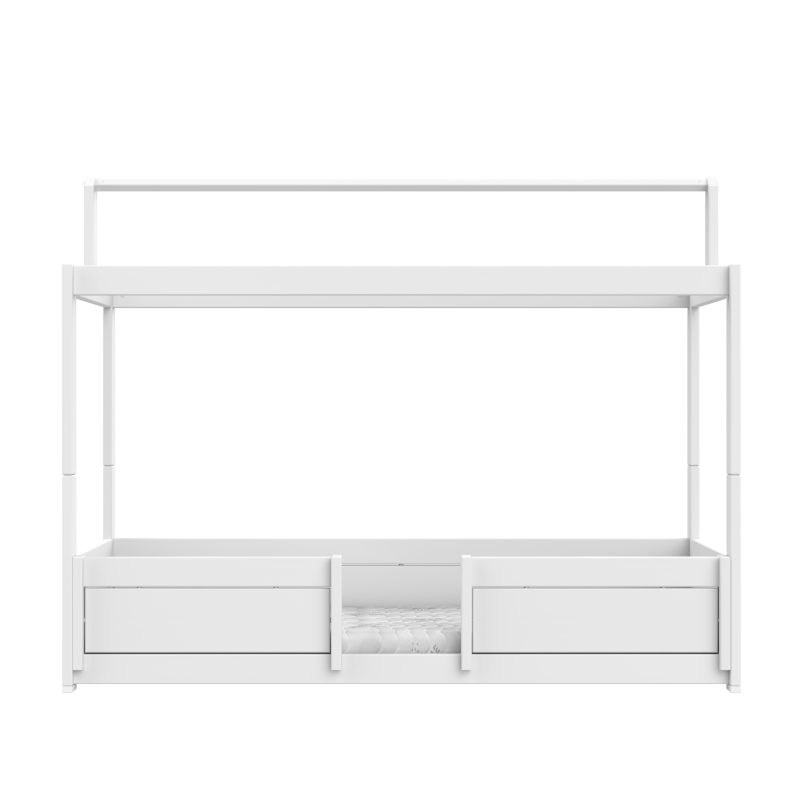 LIFETIME 4-in-1 Bett inklusive Stoffdach und Rückwand 'Happy Rabbit'  - Bett in weiß oder white wash