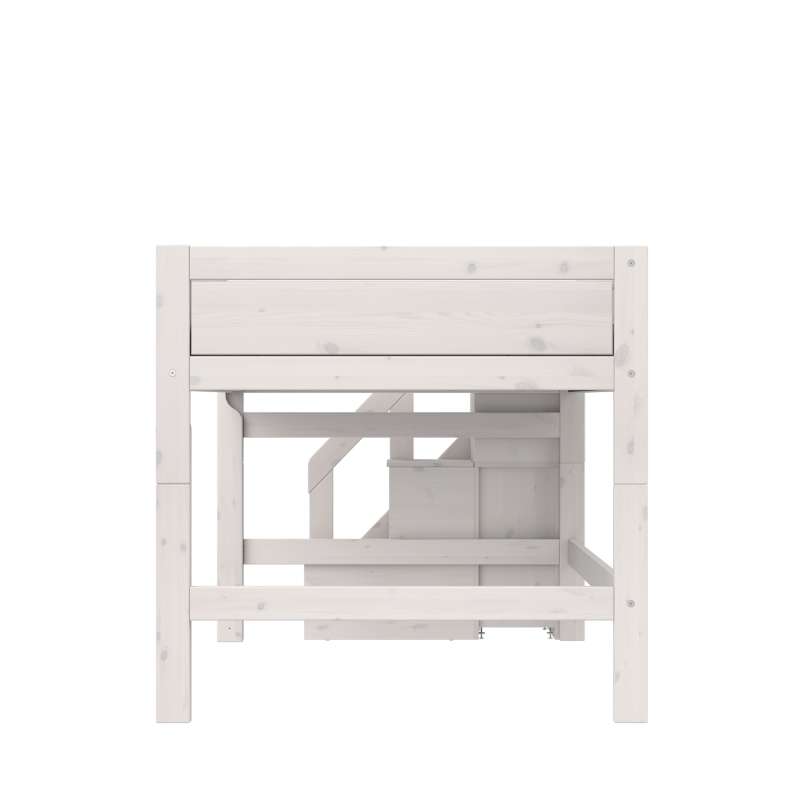 LIFETIME Original Halbhohes Bett mit Treppe in 120x200cm in weiß oder white wash