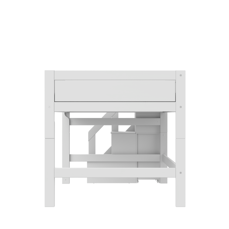 LIFETIME Original Halbhohes Bett mit Treppe in 120x200cm in weiß oder white wash