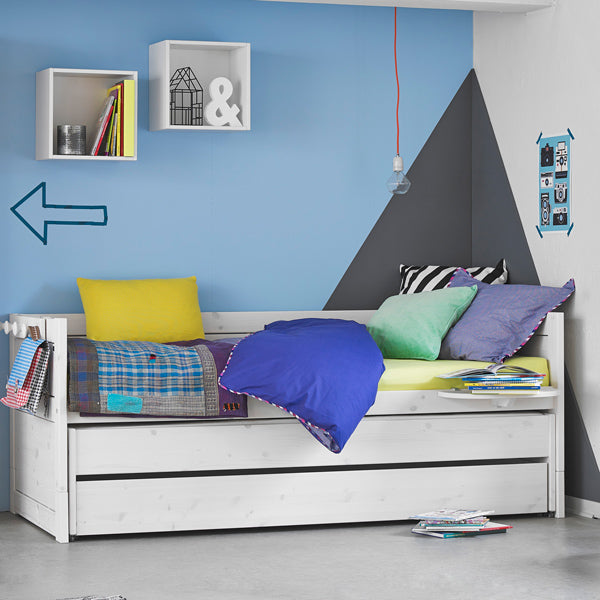 LIFETIME Bett 90x200cm aus Vollholz in weiß und white wash