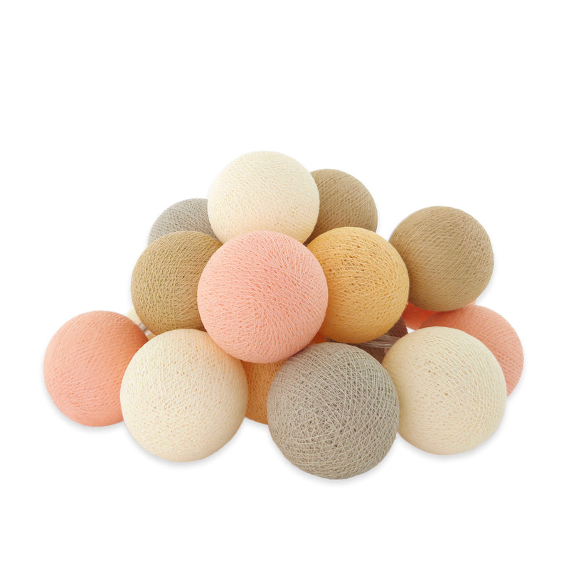LIFETIME Lichterkette mit Baumwollkugeln Crisp Peach - mit Stecker