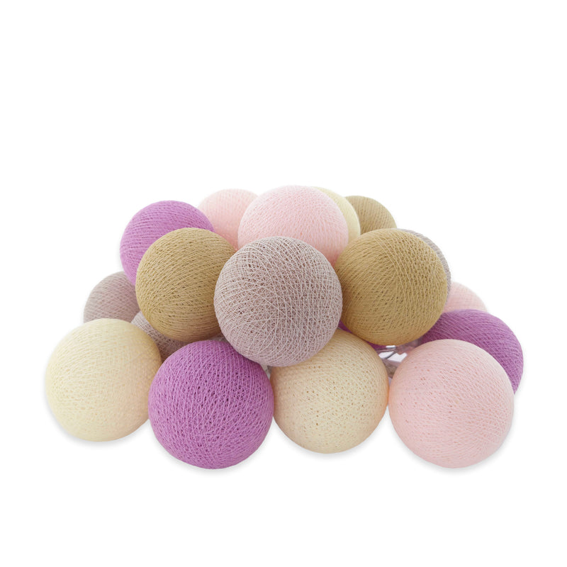 LIFETIME Lichterkette mit Baumwollkugeln Pink Lily - mit Stecker