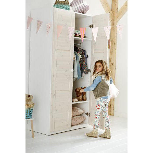 LIFETIME 2-türiger Kleiderschrank mit 3 Böden in weiß - 100x201,5cm - Griffe wählbar